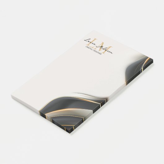 Elegant Luxe Aesthetics Monogram Black Veil  Post-it® Notes (Schuin)