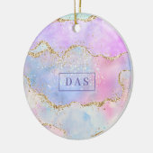 Elegant Luxe Agate | Monogram Waterverf pasta Keramisch Ornament (Links)