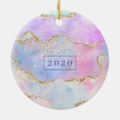 Elegant Luxe Agate | Monogram Waterverf pasta Keramisch Ornament (Achterkant)