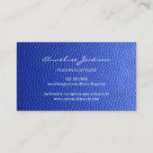 Elegant luxe blauw lederkoper goudmonogram visitekaartje (Achterkant)