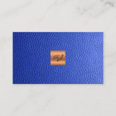 Elegant luxe blauw lederkoper goudmonogram visitekaartje (Voorkant)