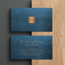 Elegant luxe blauw lederkoper goudmonogram