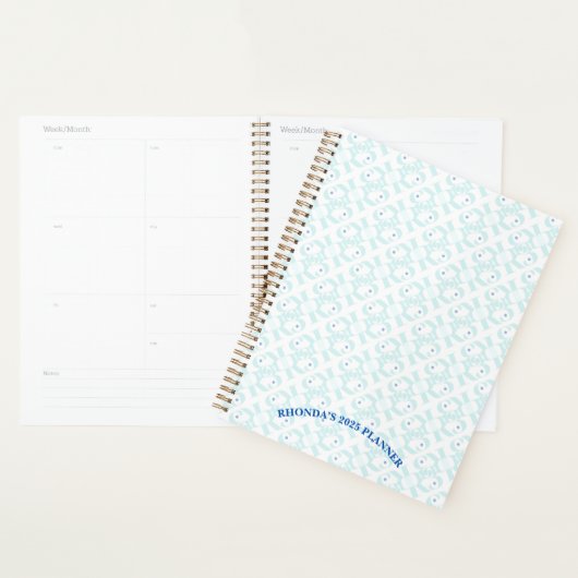 Elegant Luxe Blauw Patroon Jaarlijks Evenementensc Planner (Display)