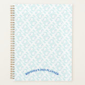 Elegant Luxe Blauw Patroon Jaarlijks Evenementensc Planner (Voorkant)