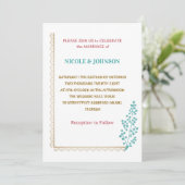 Elegant luxe blauwe floral Wedding Invitation Kaart (Staand voorkant)