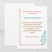 Elegant luxe blauwe floral Wedding Invitation Kaart (Voorkant / Achterkant)