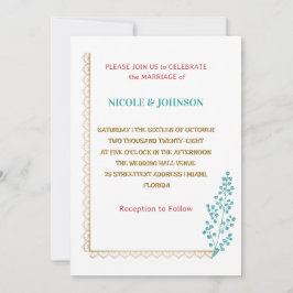 Elegant luxe blauwe floral Wedding Invitation Kaart