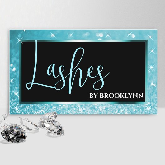 Elegant Luxe Blauwgroen Blauw Ombre Sparkling Glit Visitekaartje