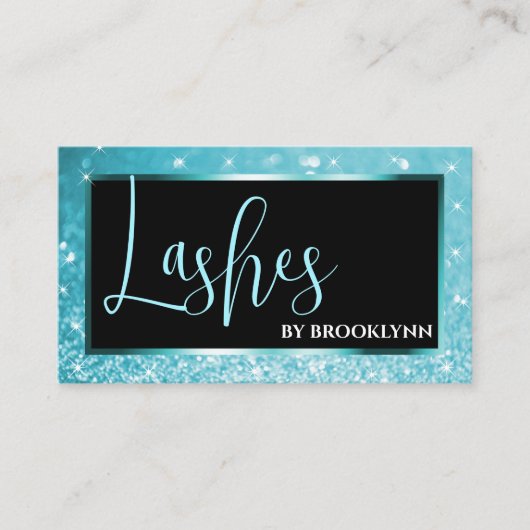 Elegant Luxe Blauwgroen Blauw Ombre Sparkling Glit Visitekaartje (Voorkant)