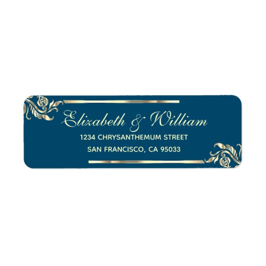 Elegant luxe Blue Return Address Label (Voorkant)