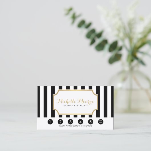 Elegant Luxe Bold Black and White Stripes Loyalty (Staand voorkant)