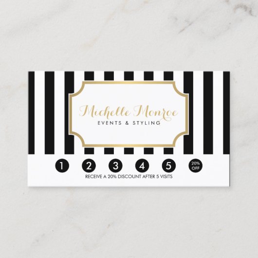 Elegant Luxe Bold Black and White Stripes Loyalty (Voorkant)