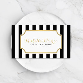 Elegant Luxe Bold Zwart-wit Strepen Visitekaartje