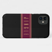Elegant Luxe Burgundy Black Art Deco JINGLE Tekst Case-Mate iPhone Case (Achterkant (horizontaal))