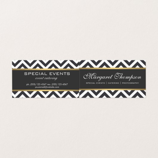 Elegant Luxe Chevron Pattern Gold Trim Visitekaartje (Buitenkant ongevouwen)
