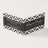 Elegant Luxe Chevron Pattern Gold Trim Visitekaartje (Buitenkant)
