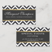 Elegant Luxe Chevron Pattern Gold Trim Visitekaartje (Voorkant / Achterkant)