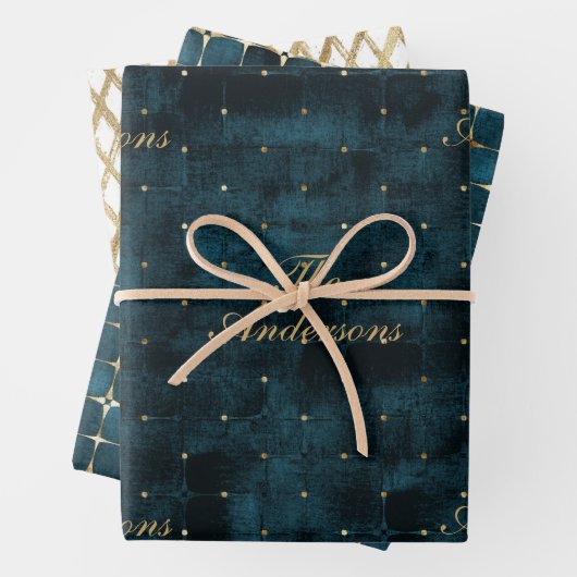 Elegant Luxe  Donker Blauwgroen Goud Folie Fluweel Inpakpapier Vel (In situ)