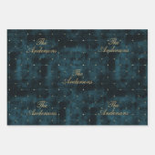 Elegant Luxe  Donker Blauwgroen Goud Folie Fluweel Inpakpapier Vel (Voorkant)