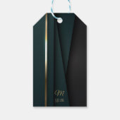 Elegant Luxe Donkergroen Goud Monogram Naam Cadeaulabel (Achterkant)