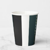 Elegant Luxe Donkergroen Goud Monogram Naam Papieren Bekers (Links)