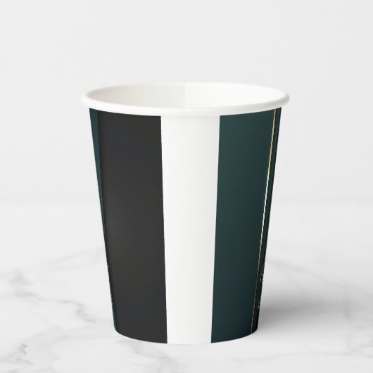 Elegant Luxe Donkergroen Goud Monogram Naam Papieren Bekers