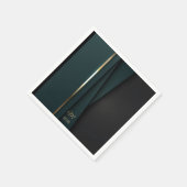 Elegant Luxe Donkergroen Goud Monogram Naam Servet (Hoek)