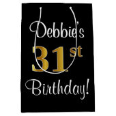 Elegant, luxe, Faux Gold Kijk 31ste verjaardag Medium Cadeauzakje (Voorkant)