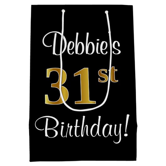 Elegant, luxe, Faux Gold Kijk 31ste verjaardag Medium Cadeauzakje (Achterkant)