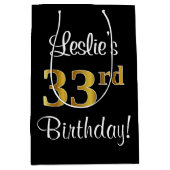 Elegant, luxe, Faux Gold Kijk 33e verjaardag Medium Cadeauzakje (Voorkant)