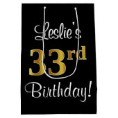 Elegant, luxe, Faux Gold Kijk 33e verjaardag Medium Cadeauzakje (Achterkant)