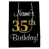 Elegant, luxe, Faux Gold Kijk 35e verjaardag Medium Cadeauzakje (Achterkant)