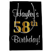 Elegant, luxe, Faux Gold Kijk 58e verjaardag Medium Cadeauzakje (Voorkant)