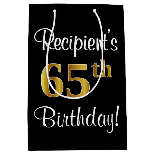 Elegant, luxe, Faux Gold Kijk 65e verjaardag Medium Cadeauzakje (Voorkant)