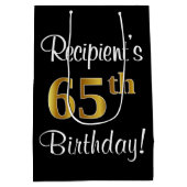 Elegant, luxe, Faux Gold Kijk 65e verjaardag Medium Cadeauzakje (Achterkant)