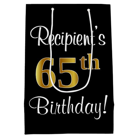 Elegant, luxe, Faux Gold Kijk 65e verjaardag Medium Cadeauzakje (Achterkant)