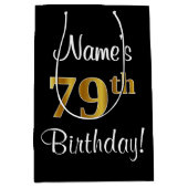 Elegant, luxe, Faux Gold Kijk 79e verjaardag Medium Cadeauzakje (Voorkant)