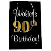 Elegant, luxe, Faux Gold Kijk 90th Birthday Medium Cadeauzakje (Voorkant)