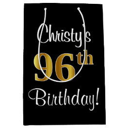 Elegant, luxe, Faux Gold Kijk 96e verjaardag Medium Cadeauzakje