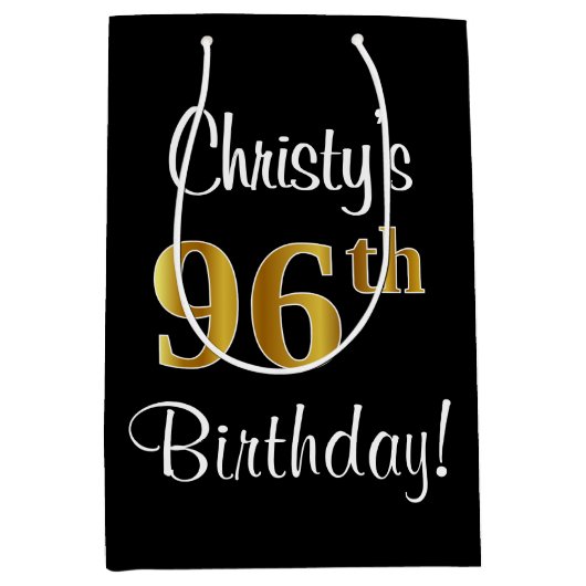 Elegant, luxe, Faux Gold Kijk 96e verjaardag Medium Cadeauzakje (Voorkant)
