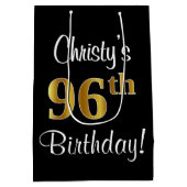 Elegant, luxe, Faux Gold Kijk 96e verjaardag Medium Cadeauzakje (Achterkant)