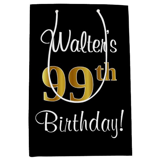Elegant, luxe, Faux Gold Kijk 99e verjaardag Medium Cadeauzakje (Voorkant)
