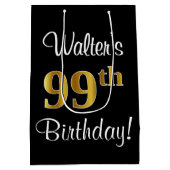 Elegant, luxe, Faux Gold Kijk 99e verjaardag Medium Cadeauzakje (Achterkant)