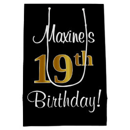 Elegant, luxe, Faux Gold Look 19e verjaardag Medium Cadeauzakje