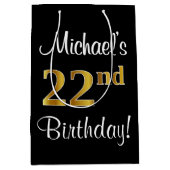 Elegant, luxe, Faux Gold Look 22e verjaardag Medium Cadeauzakje (Voorkant)