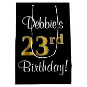 Elegant, luxe, Faux Gold Look 23e verjaardag Medium Cadeauzakje (Achterkant)