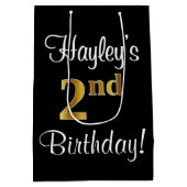 Elegant, luxe, Faux Gold Look 2e verjaardag Medium Cadeauzakje (Achterkant)