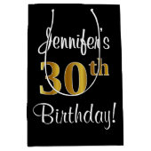 Elegant, Luxe, Faux Gold Look 30ste verjaardag Medium Cadeauzakje (Voorkant)