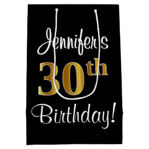 Elegant, Luxe, Faux Gold Look 30ste verjaardag Medium Cadeauzakje