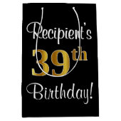 Elegant, luxe, Faux Gold Look 39e verjaardag Medium Cadeauzakje (Voorkant)